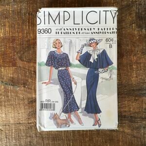 Simplicity Sewing Pattern 9360 Retro 20s Town Dress Capelet Costume 14-20 UNCUT